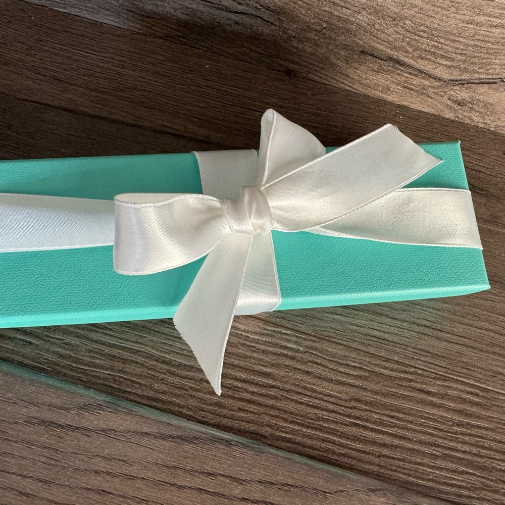 Authentic Tiffany & Co. Silver Necklace with iconic Blue Box and ribbon